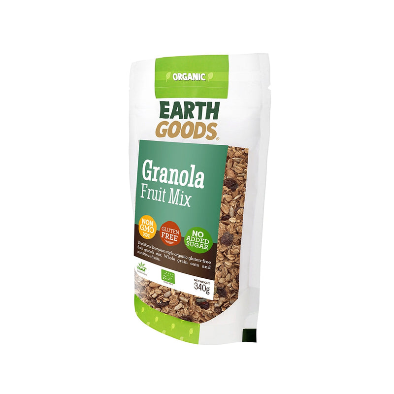 EARTH GOODS Organic Fruit Granola Mix, 340g - Organic, Vegan, Gluten Free, Non GMO