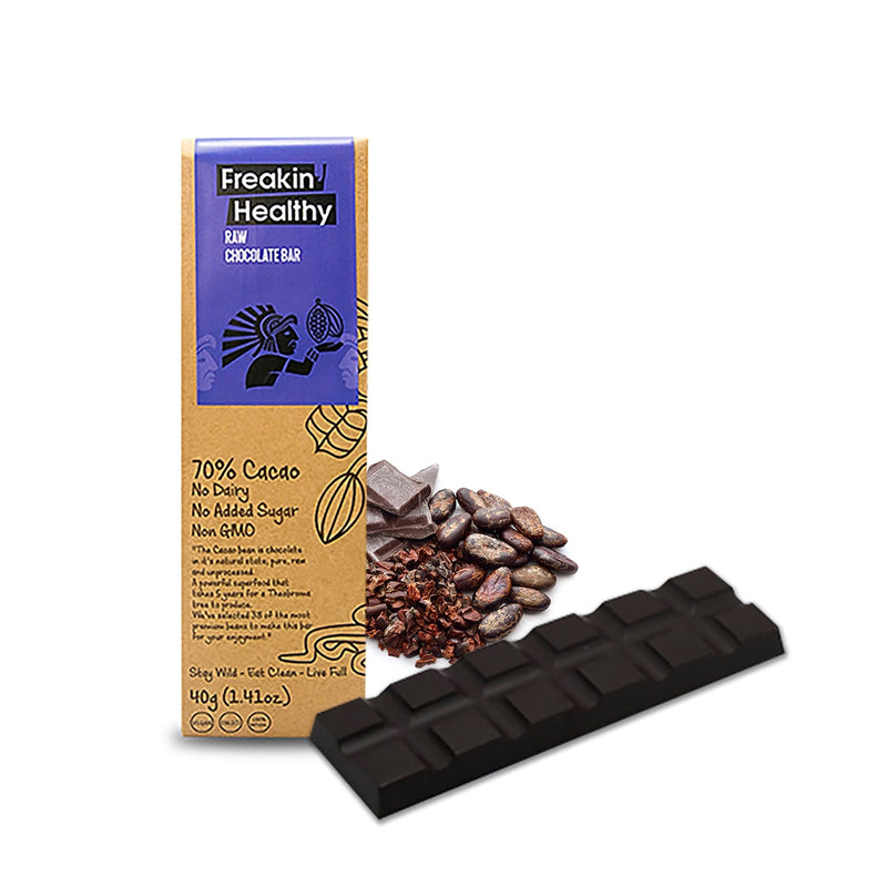 FREAKIN' HEALTHY Raw Chocolate Bar, Plain, 40g - Vegan, Gluten Free