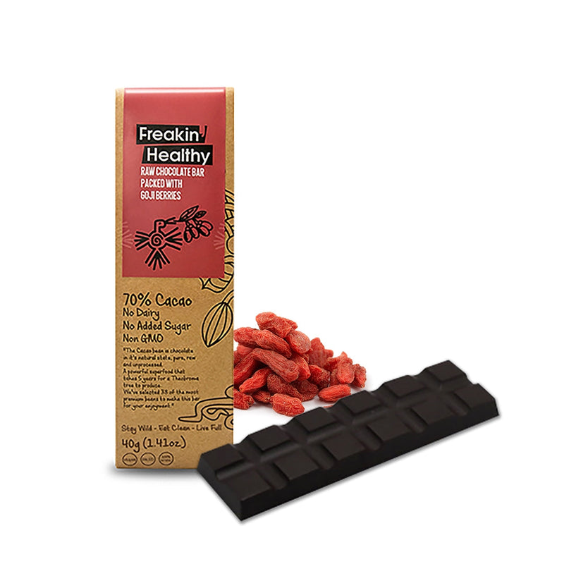 FREAKIN' HEALTHY Raw Chocolate Bar With Goji Berries, 40g