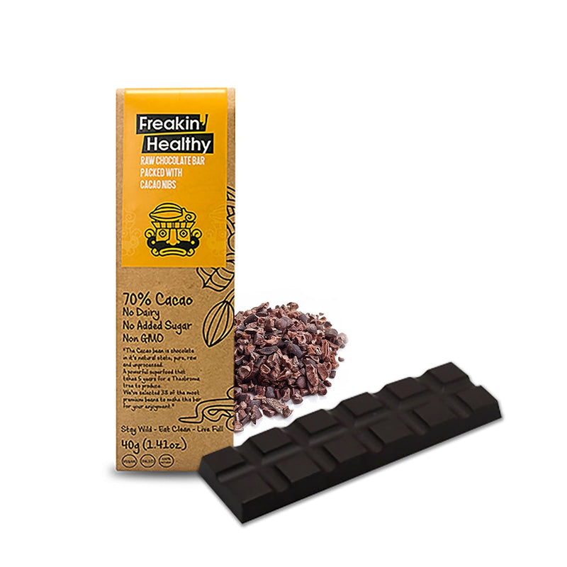 FREAKIN' HEALTHY Raw Chocolate Bar With Cacao Nibs, 40g