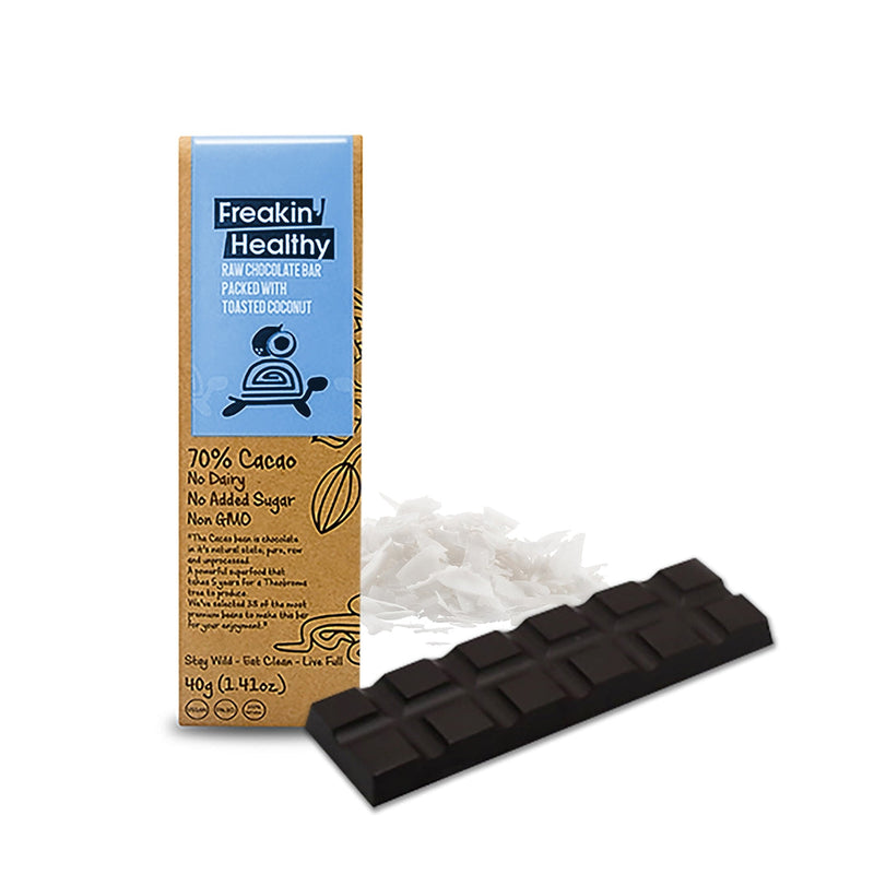 FREAKIN' HEALTHY Raw Chocolate Bar With Toasted Coconut, 40g