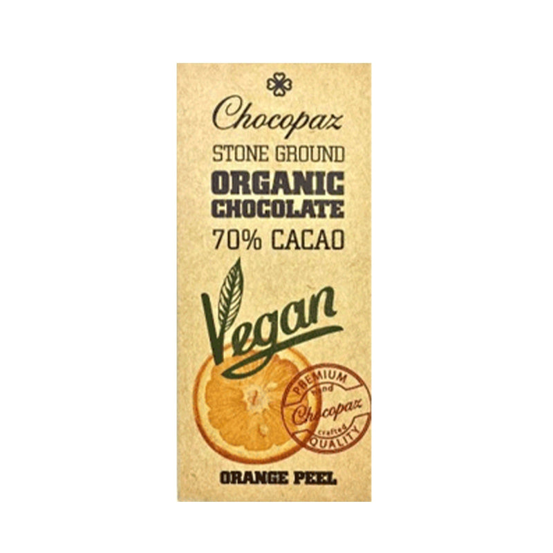 CHOCOPAZ Organic Vegan Chocolate With Orange Peel 70%, 47g