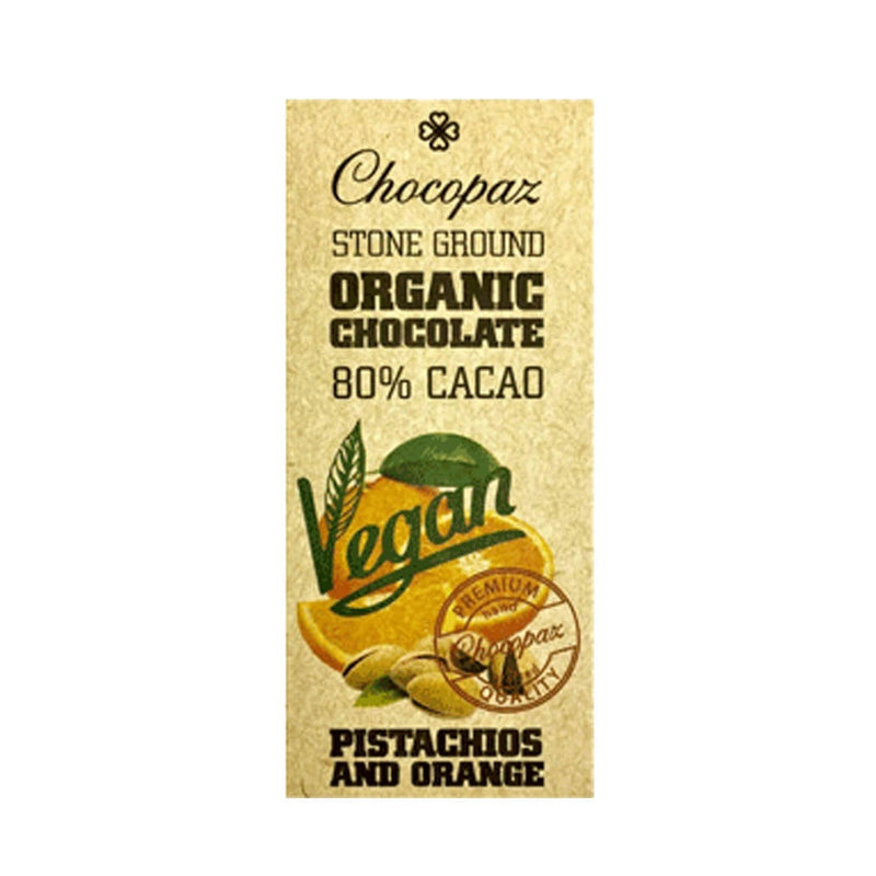 CHOCOPAZ Organic Vegan Chocolate With Pistachios And Orange 80%, 47g