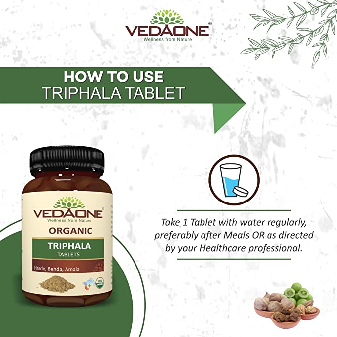 VEDAONE Organic Triphala Caplets, 60 Tablets