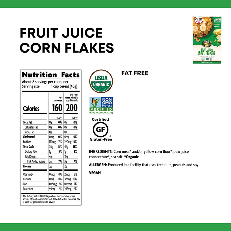 NATURE'S PATH Organic Fruit Juice Corn Flakes, 300g