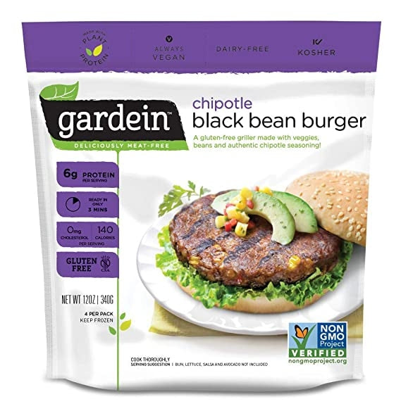 GARDEIN Meat-Free Chipotle Black Bean Burger, 340g