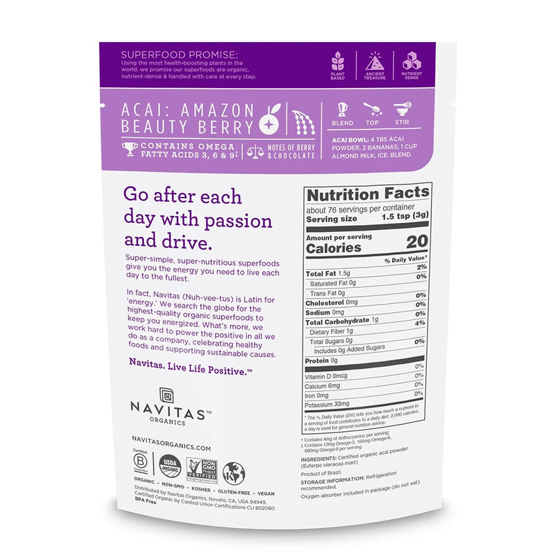 NAVITAS ORGANICS Vegan Acai Powder, 227g