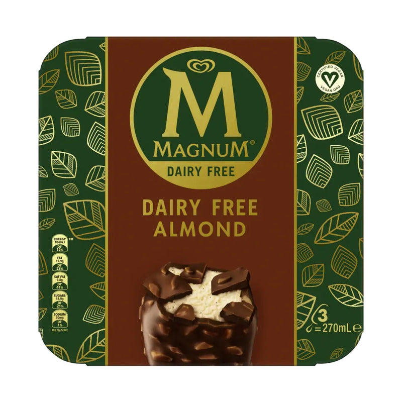 MAGNUM Dairy Free Almond Ice Cream, 270g - Pack of 3
