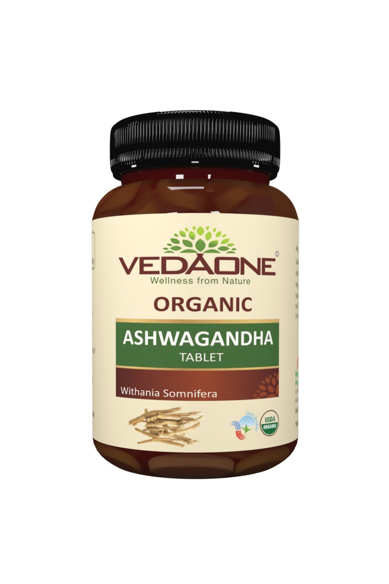 VEDAONE Organic Ashwagandha Caplets, 60 Tablets