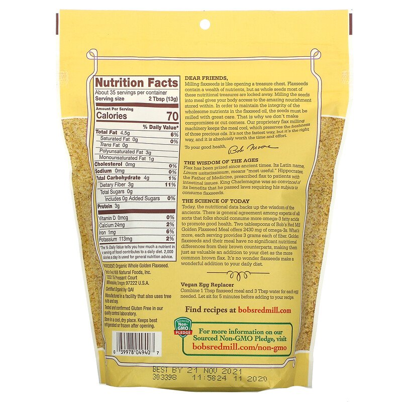 BOB'S RED MILL Organic Golden Flaxseed Meal | 453g