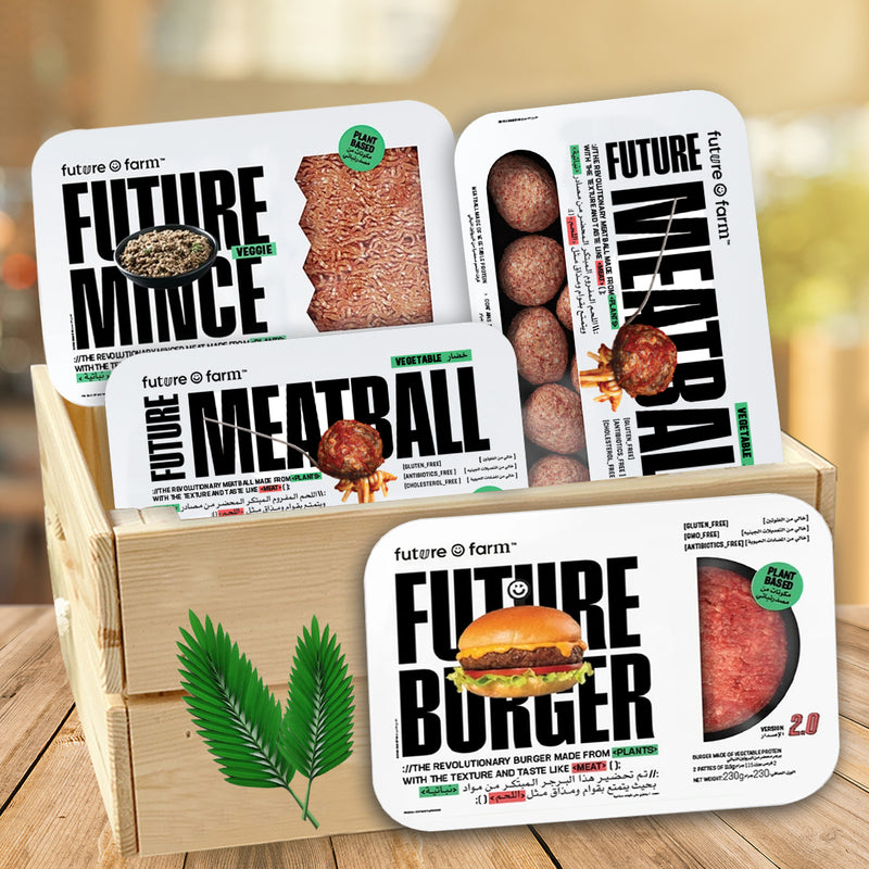 FUTURE FARM Combo Bundle - Plant Based Burger Patties, Meatballs (x 2 Packs) & Mince - Combo Pack