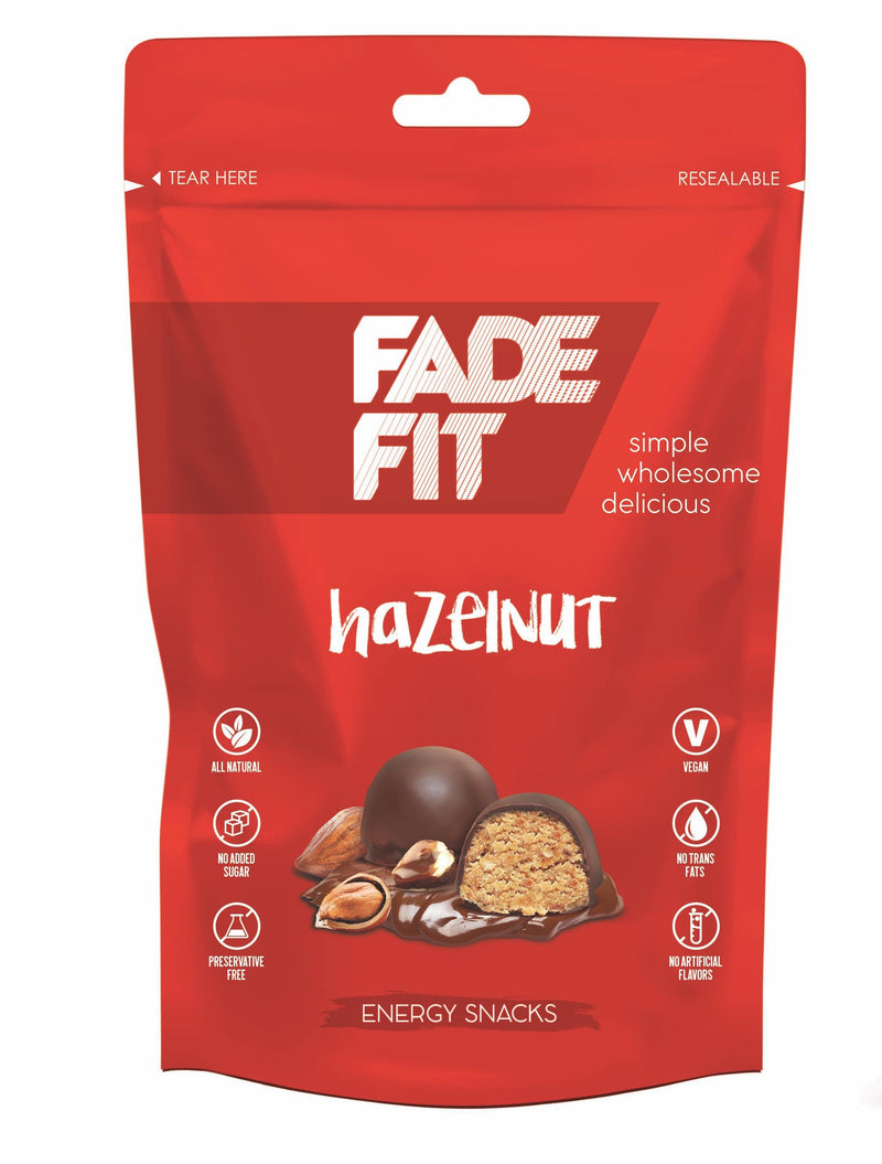FADE FIT Choco Hazelnut Energy Snack, 45g - Vegan, Sugar Free, Natural