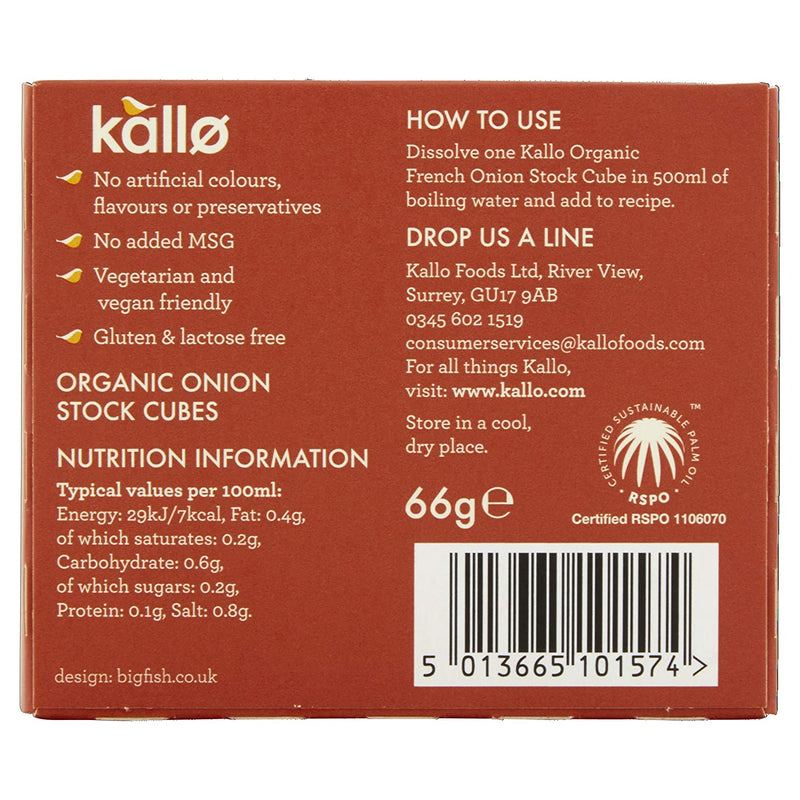 KALLO Organic French Onion Stock Cubes, 66g