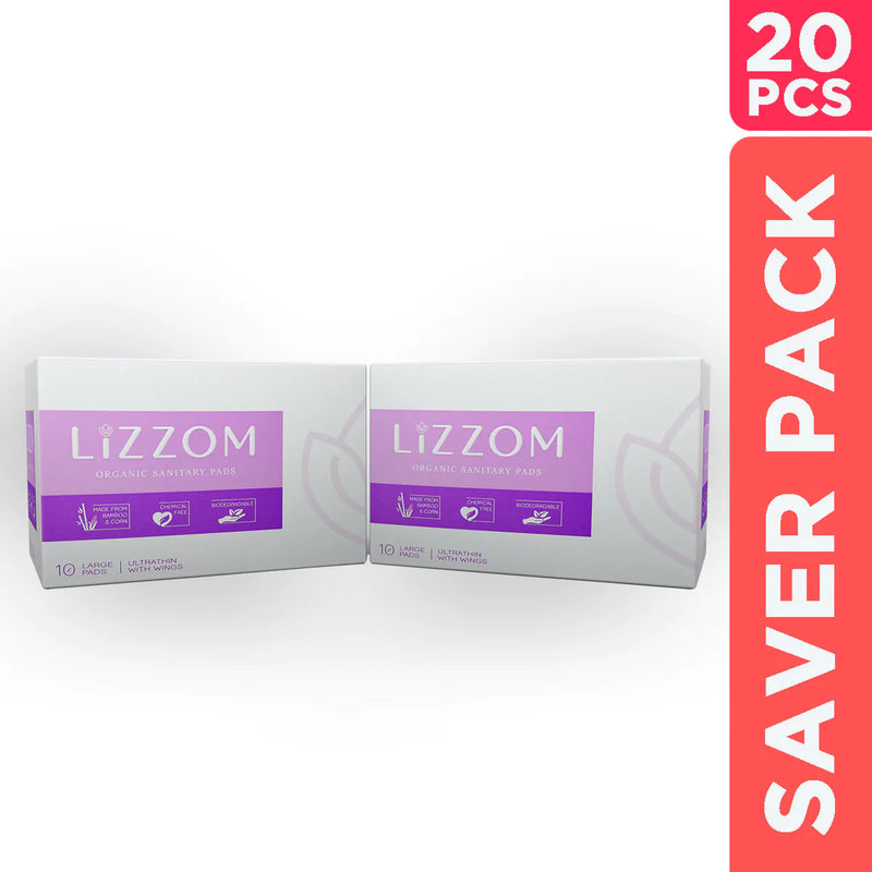 LiZZOM Ultra Thin Regular Pads With Wings (20 pc) - Pack Of 2