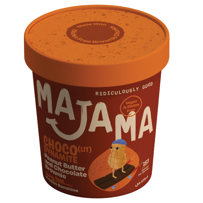 MAJAMA Choco'Lit Dynamite Vegan Ice Cream - Chocolate & Peanut Butter Brownie Flavour,  480ml, Gluten Free