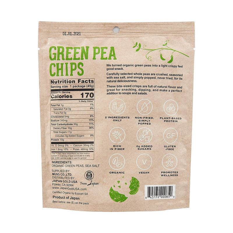 MUSO From Japan Organic Green Pea Chips, 45g