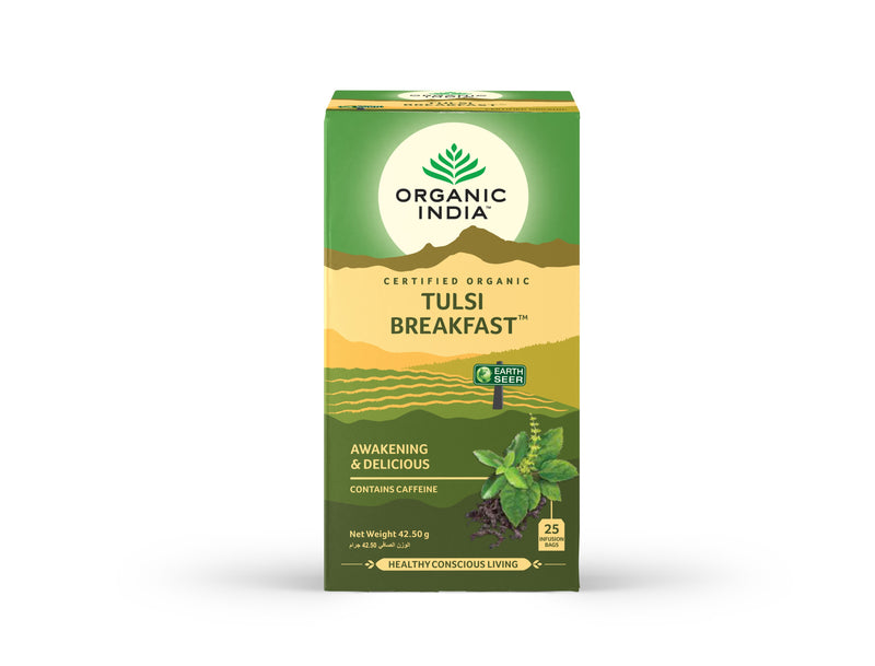 ORGANIC INDIA Tulsi Breakfast Tea, 42.5g - Pack of 25 Sachets