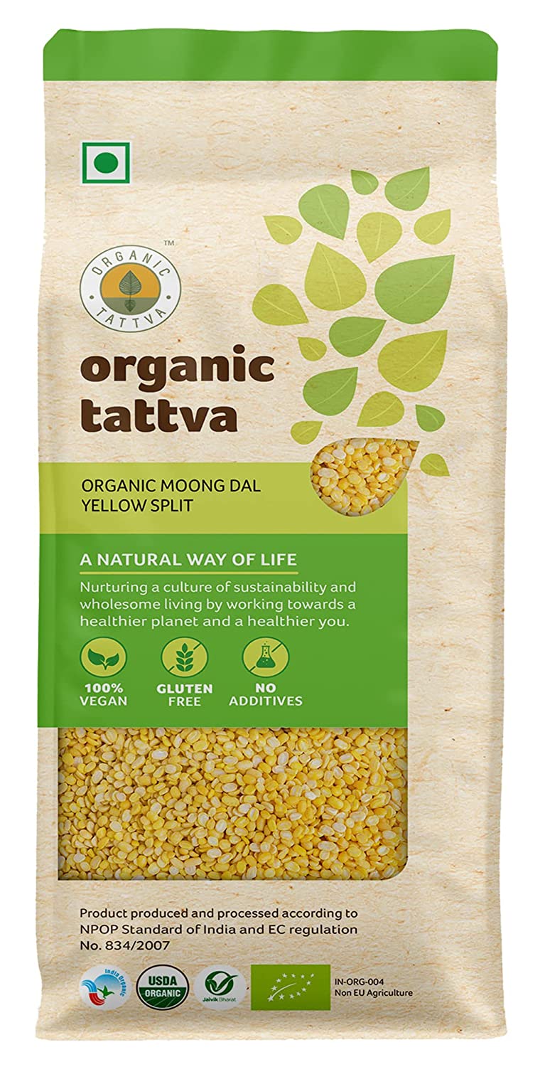 ORGANIC TATTAVA Organic Moong Dal (Yellow Split), 1Kg