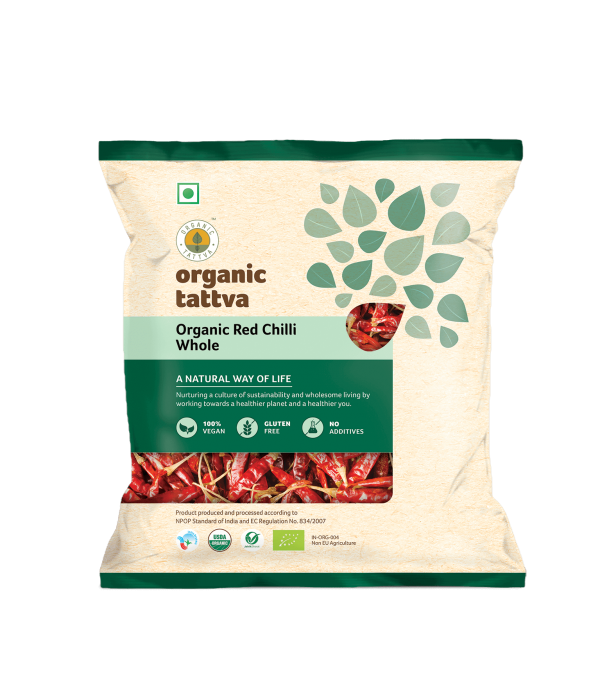 ORGANIC TATTAVA Organic Red Chilli Whole, 50g - Organic, Vegan