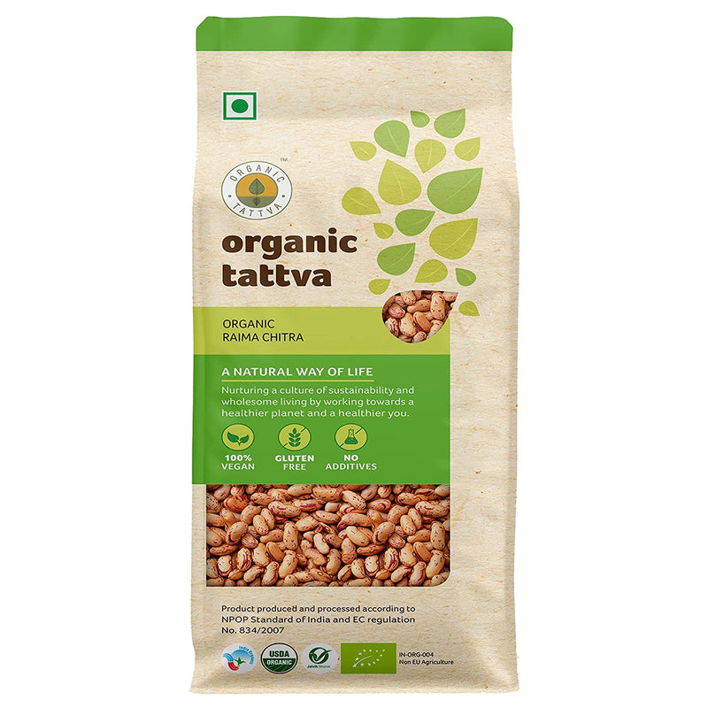 ORGANIC TATTAVA Organic Red Kidney Beans (Red Rajma), Organic Rajma Chitra, 1Kg - Organic, Vegan, Gluten Free