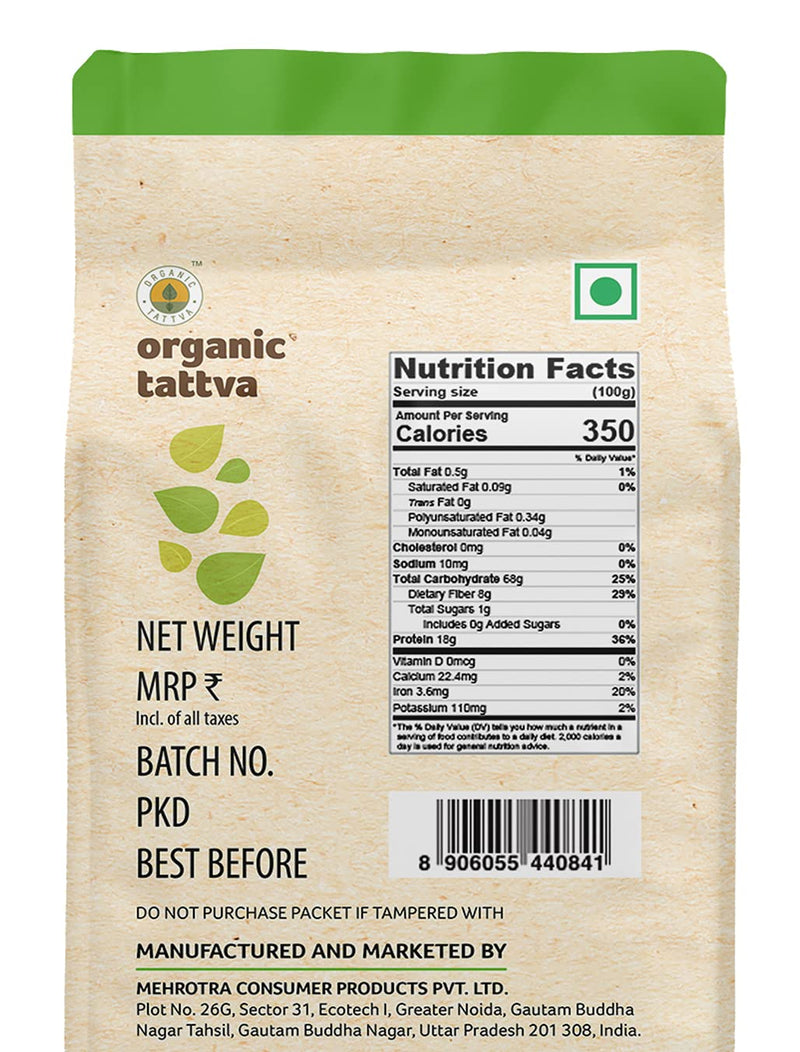 ORGANIC TATTAVA Organic Urad Dal White Split, 1Kg - Organic, Vegan