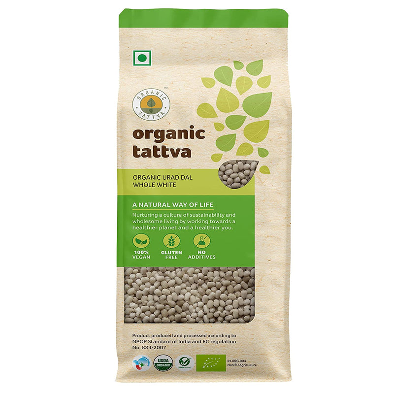 ORGANIC TATTAVA Organic Urad Dal White Split, 1Kg - Organic, Vegan