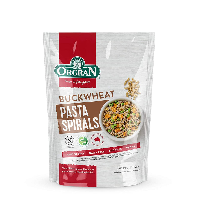 ORGRAN Gluten-Free Buckwheat Vegan Spiral Pasta, 250g