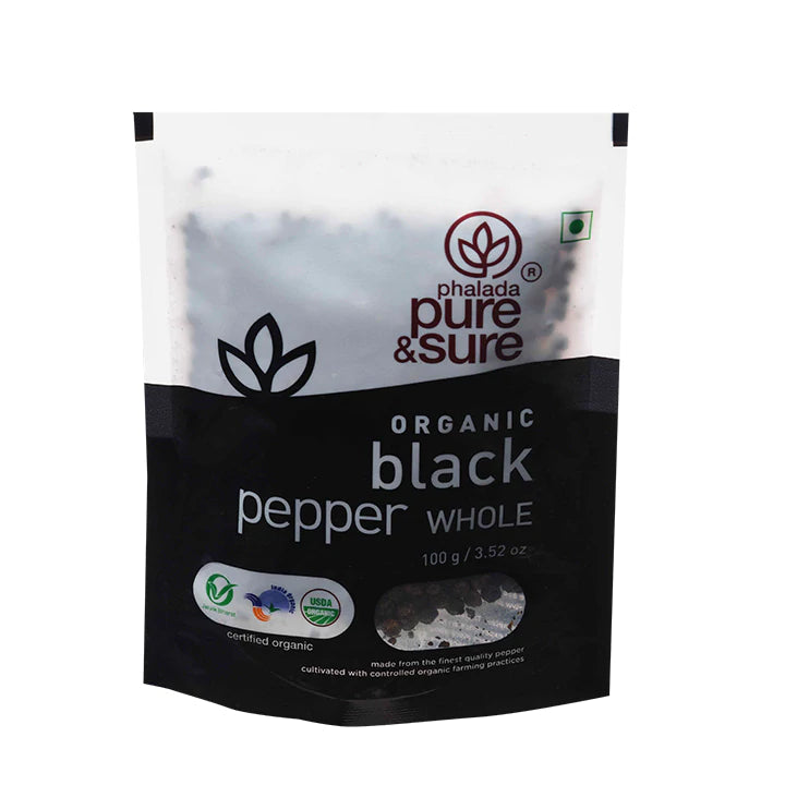 PURE & SURE Organic Black Pepper Whole, 100g