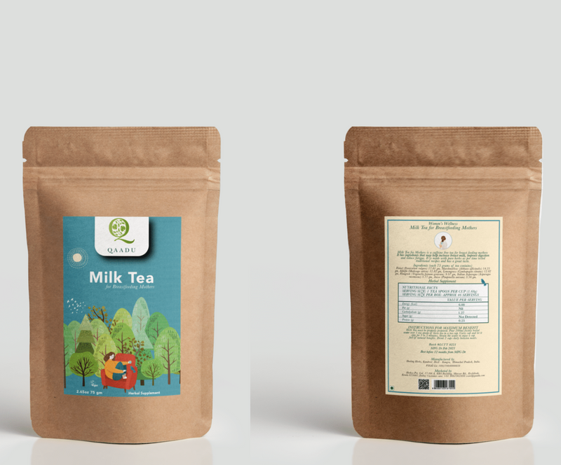 QAADU Vegan Herbal Milk Tea - Lactation Supplement For Breastfeeding Mothers, 75g