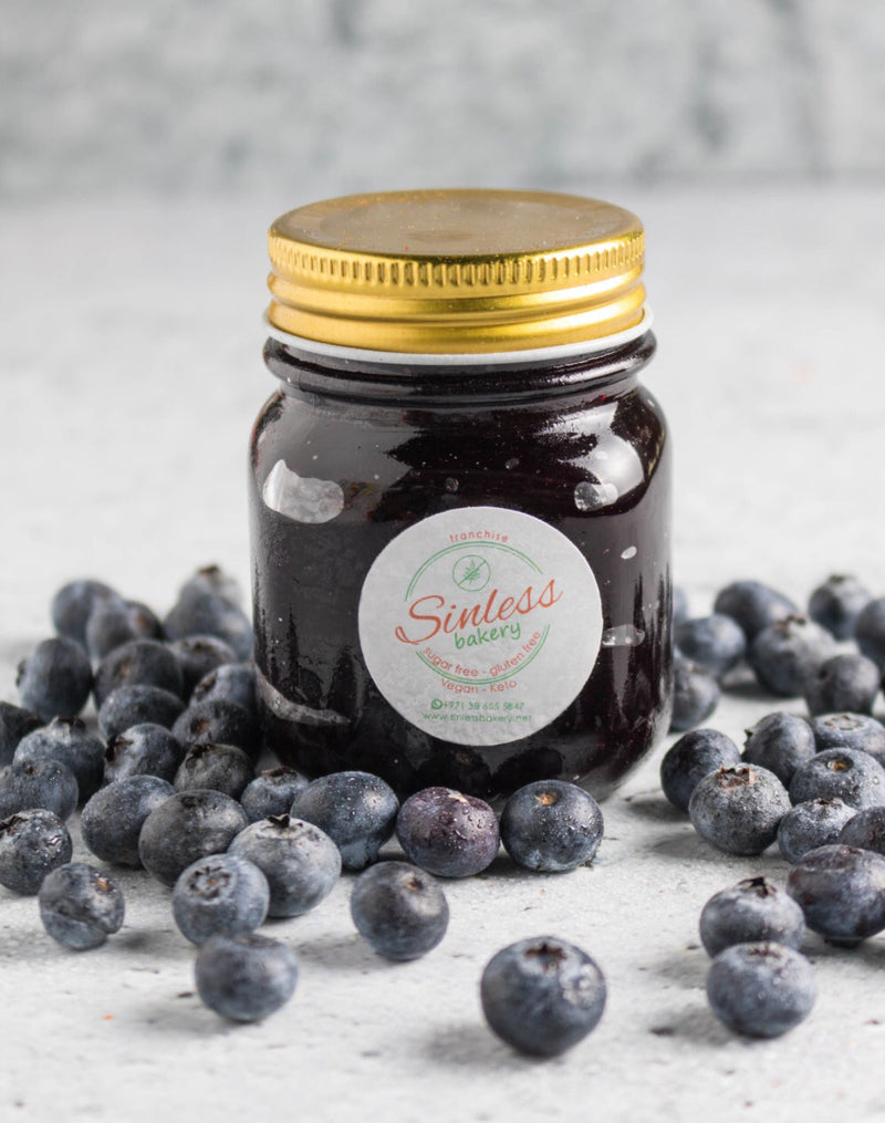 SINLESS BAKERY Blueberry Jam, 200g - Vegan, Gluten Free, Sugar Free
