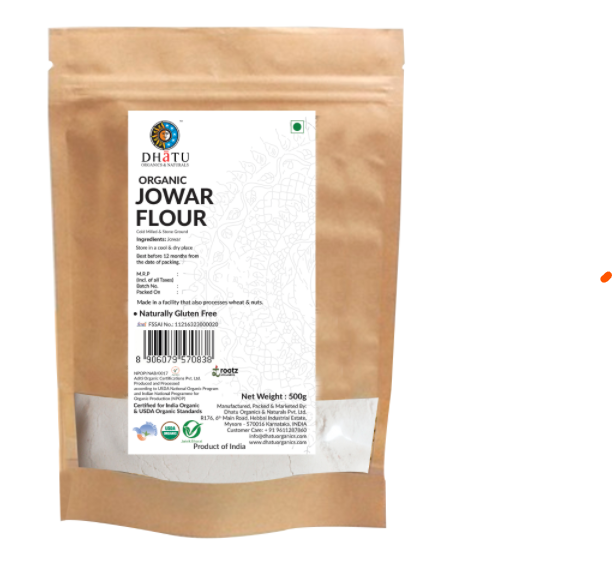 DHATU Organic Jowar Flour, 500g
