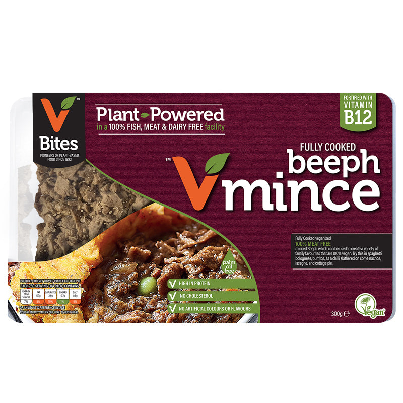 V BITES PLANT Powered Fully Cooked Beeph Minced 300g, Vegan