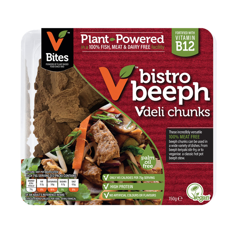V BITES Plant Powered Bistro Beeph Vdeli Chunks, 150g