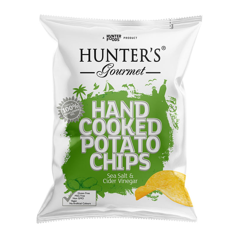 HUNTER'S GOURMET Hand Cooked Potato Chips - Sea Salt & Cider Vinegar, 125g