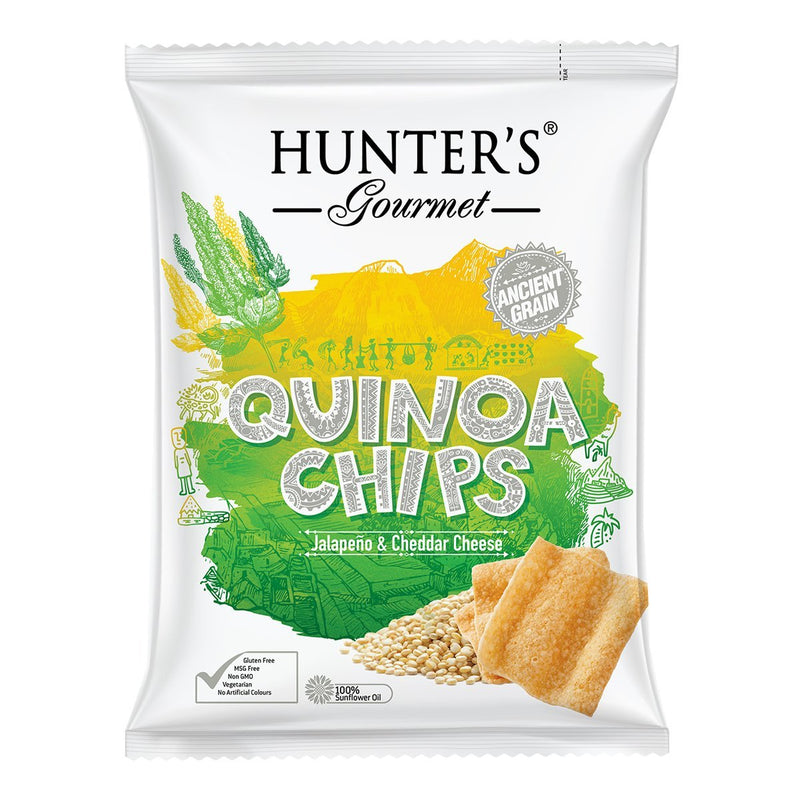 HUNTER'S GOURMET Quinoa Chips, 75g - Jalapeno & Cheddar Cheese
