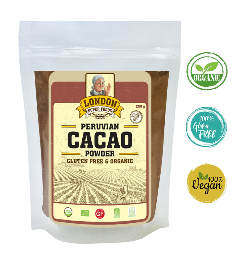 LONDON SUPER FOODS Organic Peruvian Cacao Powder, 250g