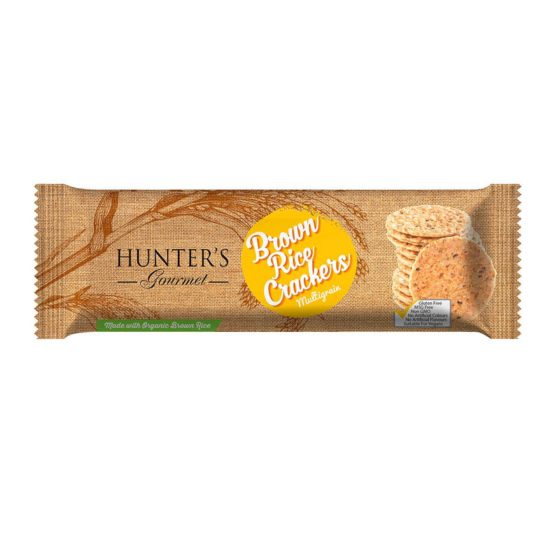 HUNTER'S GOURMET Brown Rice Crackers - Multigrain, 100g