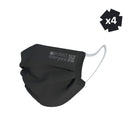 CEAE Organic Cotton Reusable 3 Layer Face Mask (Black), Pack of 4