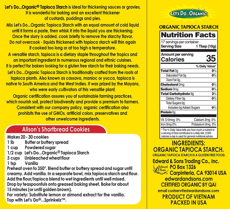 EDWARD & SONS Let's Do Organic - Organic Tapioca Starch, 170g